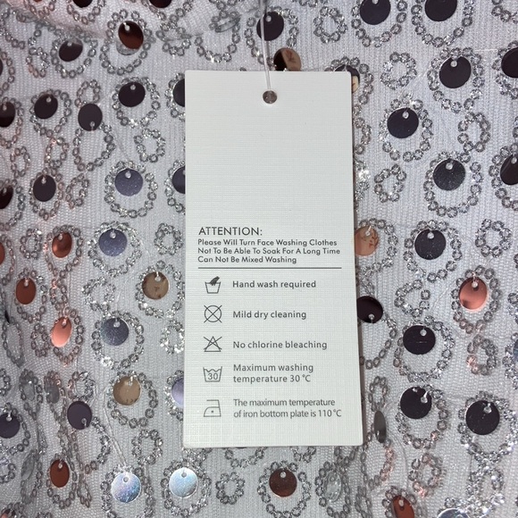 PETITE #126 Silver Sequin White Marabou Feather Split Hem Party Dress XXS XS - Picture 6 of 9